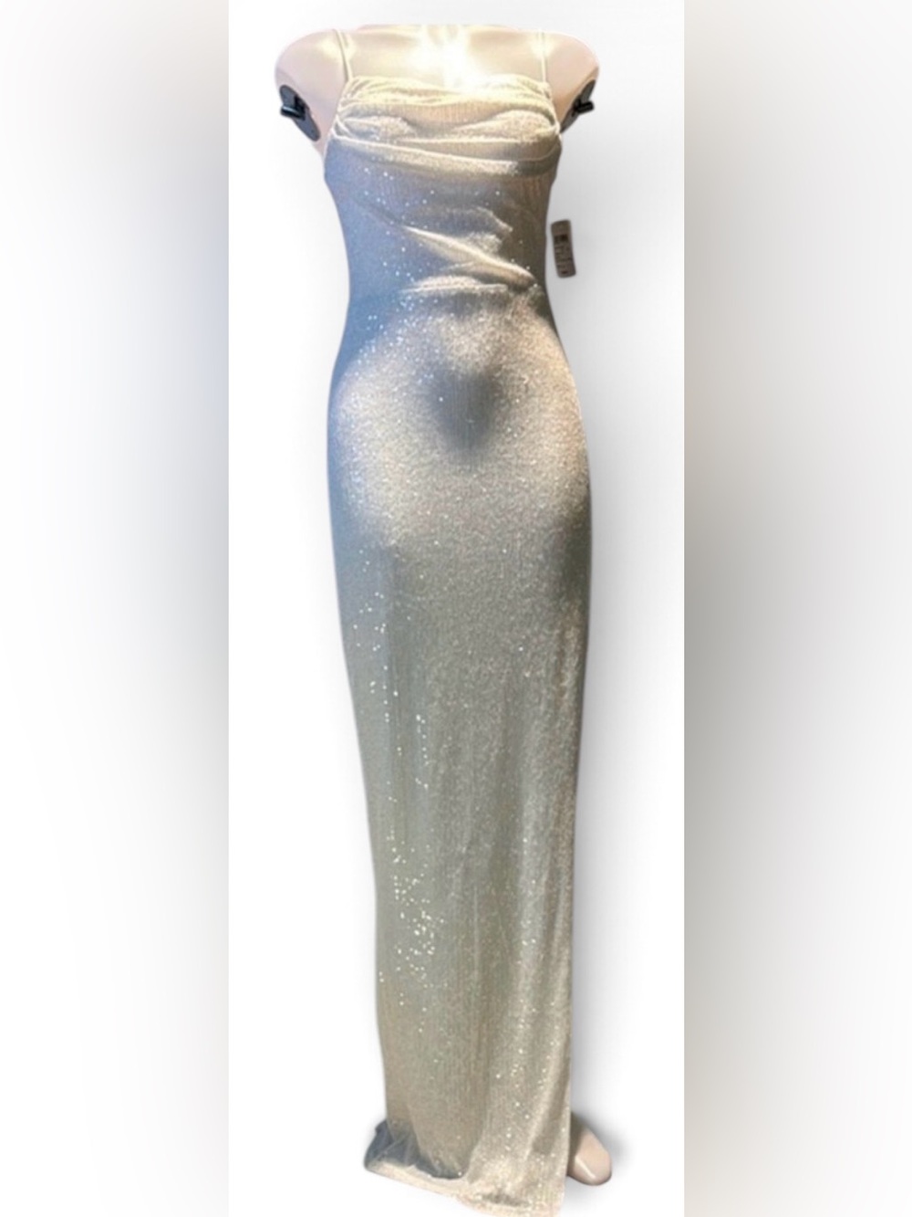 Windsor White Strapless Off-the-Shoulder Gown